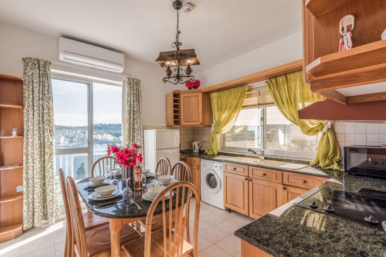 Bayview 2 Bedroom Seaview Apartment With Large Terrace With Panoramic Views - By Getawaysmalta Σεντ Πόλς Μπέι Εξωτερικό φωτογραφία
