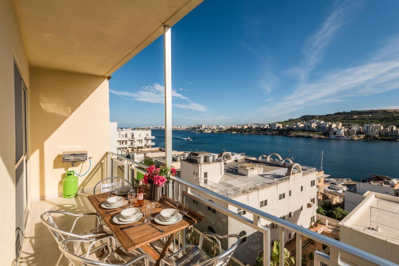 Bayview 2 Bedroom Seaview Apartment With Large Terrace With Panoramic Views - By Getawaysmalta Σεντ Πόλς Μπέι Εξωτερικό φωτογραφία